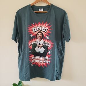 ELF Holiday NWOT  Christmas T-Shirt OMG SANTA IS COMING! Buddy the Elf Tee - L
